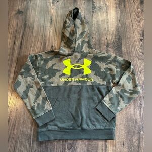 GUC Youth Under Armour Loose Hoodie Sweatshirt, Green Camo, Size: YLG Large